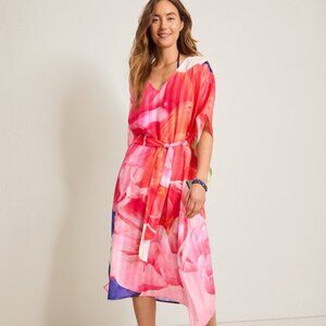 Tommy Bahama Artist Series Penney Blooms Beach Caftan Touch of Pink S-M NWT $168